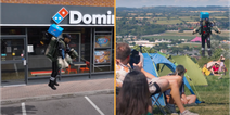 Footage emerges of Domino’s testing jet suit delivery at Glastonbury