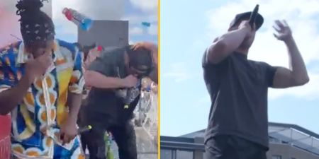 KSI and Logan Paul set up being hit by Prime bottles during PR event