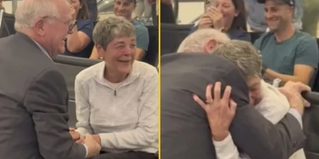 A 78-year-old man proposed to his high school crush at the airport