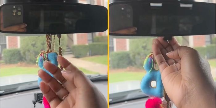 Secret car mirror button