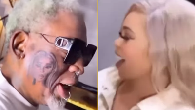Dennis Rodman gets giant tattoo of his girlfriend’s face on his cheek
