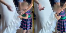 People call for child-free weddings after toddler wipes their face on bride’s dress