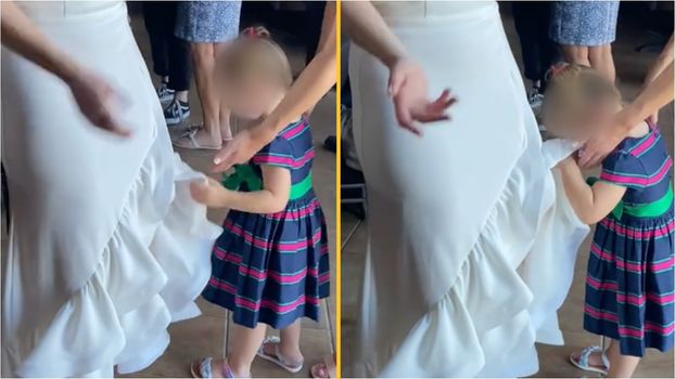 People call for child-free weddings after toddler wipes their face on bride's dress