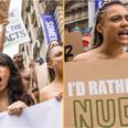 Demonstrators stage naked protest ahead of London Fashion Week