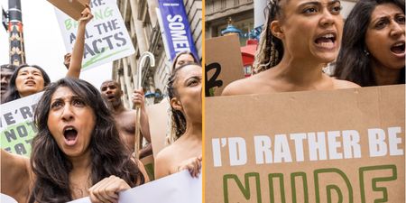 Demonstrators stage naked protest ahead of London Fashion Week