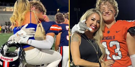 Mum responds to backlash over video of her hugging teenage son at game