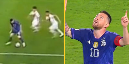 Lionel Messi embarrasses two Peru players with unbelievable skill