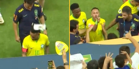 Neymar hit on the head by Brazil fans