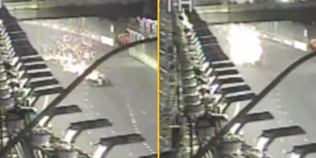 Unseen CCTV footage shows moment F1 car was destroyed by manhole at Las Vegas GP
