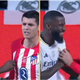 Antonio Rudiger spotted twisting Alvaro Morata’s nipple in Madrid derby clash