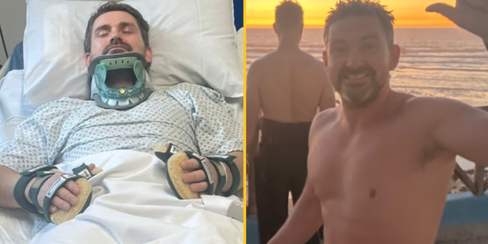 dad paralysed after new year's swim