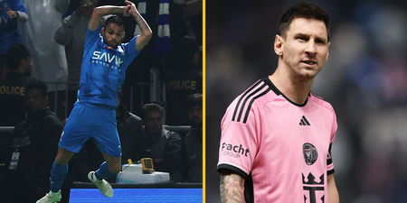 Al Hilal player performs Cristiano Ronaldo’s ‘Siu’ celebration in front of Lionel Messi