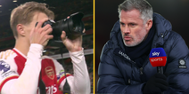 Jamie Carragher scolds Martin Ødegaard for his celebrations after Arsenal’s win over Liverpool