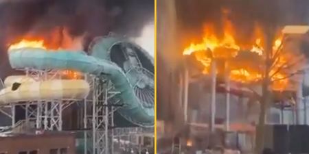 Terrifying footage captures moment waterslide explodes into huge fireball