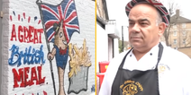 London chip shop owner vows to keep Union Jack mural