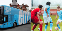 Man City U23’s turn up to Liverpool on first team bus with all five trophies from last season