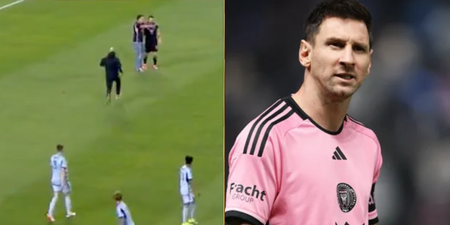 Messi’s bodyguard storms onto pitch to protect star from invading fan