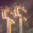 Terrifying moment theme park ride breaks down in mid-air, leaving passengers dangling