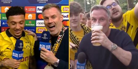 'Smashed' Jamie Carragher interviews Jadon Sancho after drinking '8 pints in Yellow Wall'